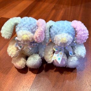 (2) First & Main Nubby Baby Plush Dogs Pastel Multicolor 7–8” Stuffed Animals